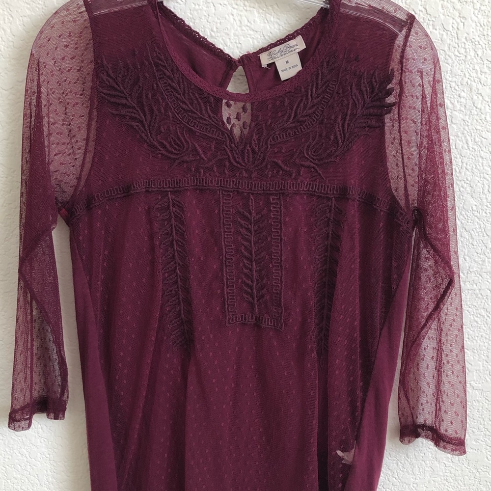 Lucky Brand Sheer Front Lace Top